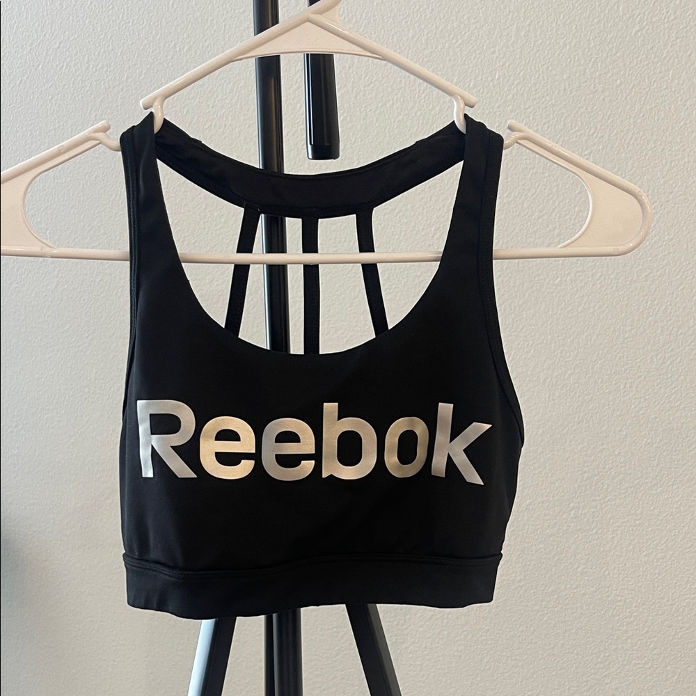 Reebok Black Bra with Metallic Logo